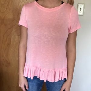 Women’s copper key pink ruffle top